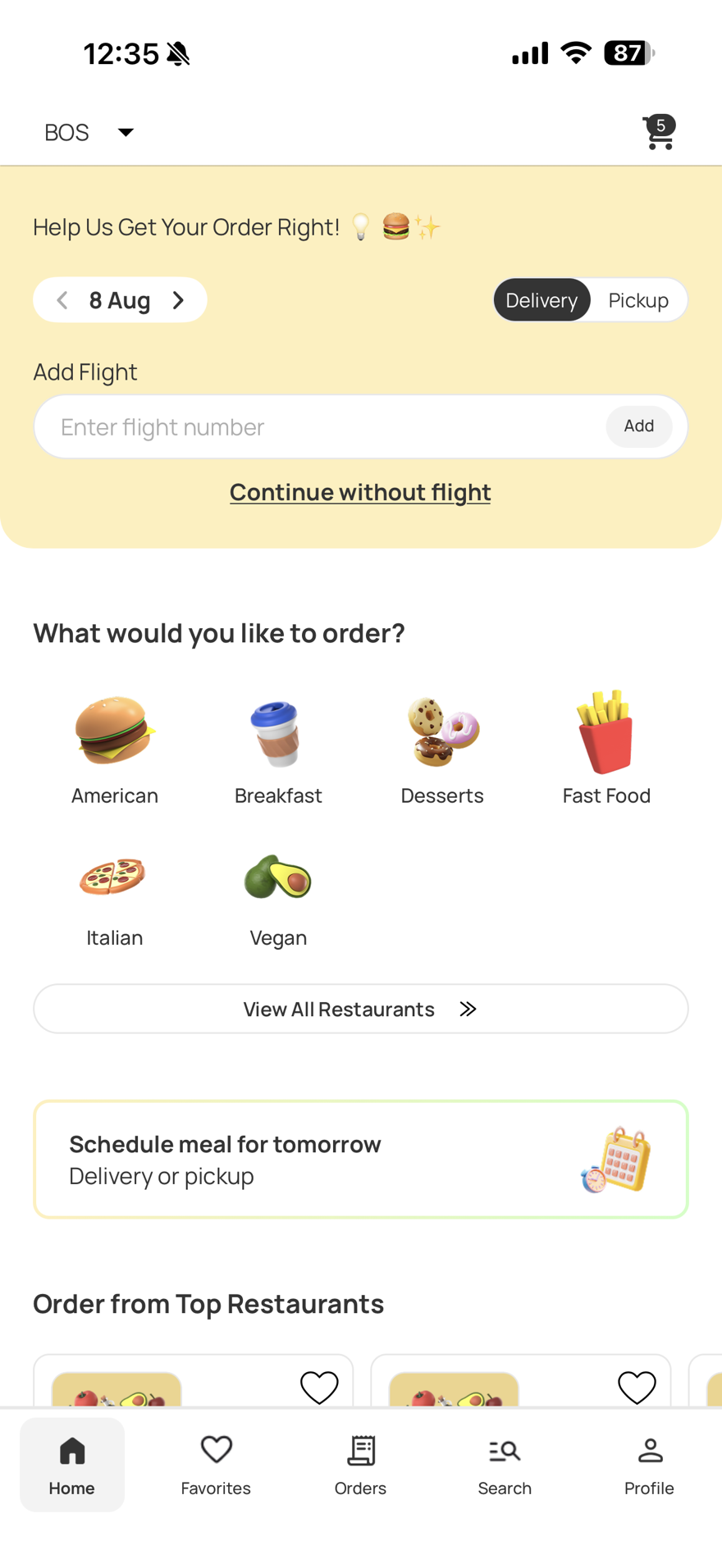 CrewEats app home screen — beta preview